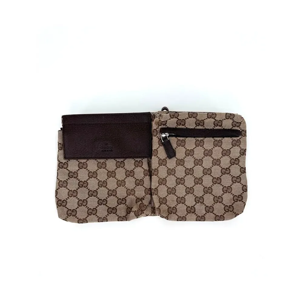 Gucci GG Canvas Belt Bag 28566 Beige Brown Canvas/Leather Made in Italy